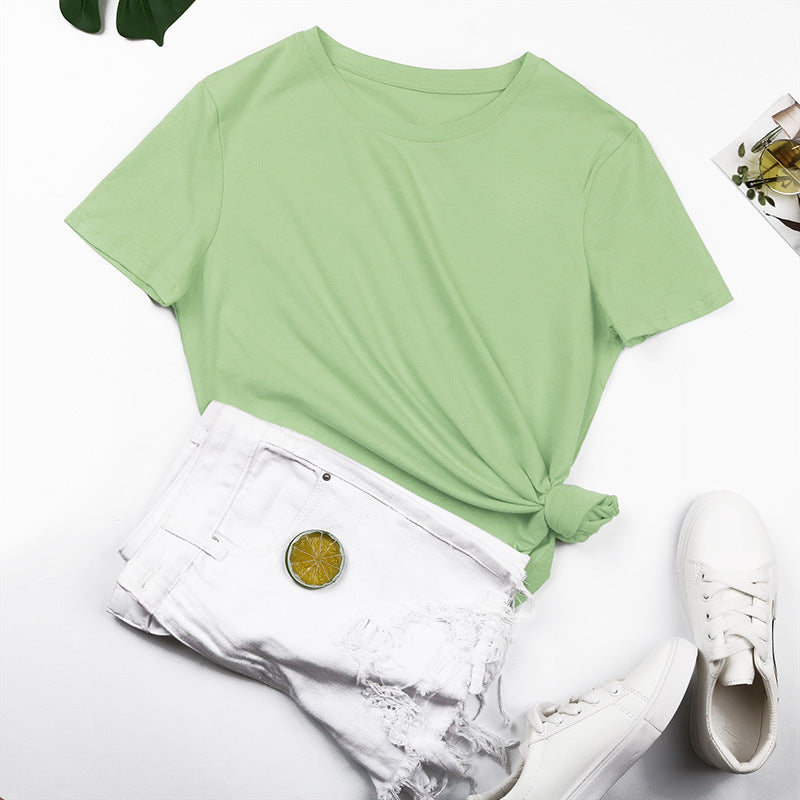 Damen Basic T-Shirt mit lässigem Schnitt und hochwertiger Baumwollqualität W&W Mode