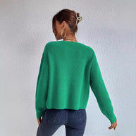 Damen lässiger Strickpullover mit lockerer Passform und eleganten Rippdetails WW