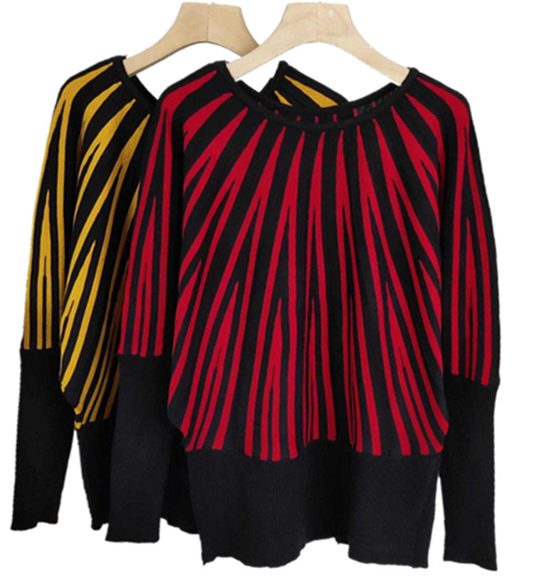 Damen Pullover mit modernem Streifenmuster und lässigem Schnitt WW