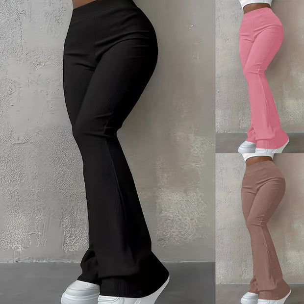 Damen Bootcut-Hose mit hohem Bund und elastischem Taillenband WW