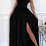 Damen Abendkleid mit tiefem Ausschnitt und Schlitz WW
