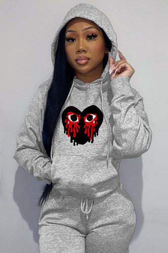 Damen Sportlicher Kapuzenpullover mit kreativem Herzmotiv WW