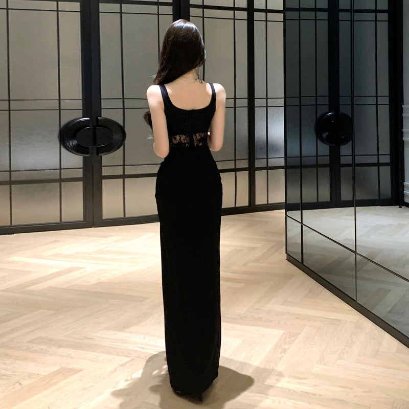WW | Spitzen-Hochschlitz-Träger-Abendkleid