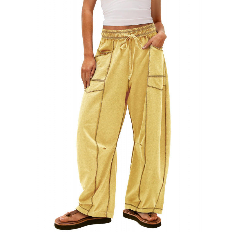 Damen weite Freizeithose mit praktischen Seitentaschen und elastischem Bund WW