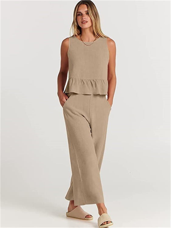 WW | Set aus Ärmelloser Bluse und Weitem Hosen