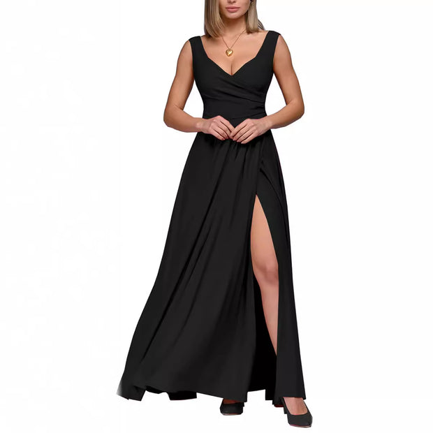 Damen elegantes Maxikleid mit seitlichem Schlitz