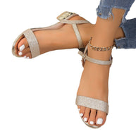 Damen Sandaletten mit elegantem Glitter-Obermaterial und stabilem Blockabsatz WW