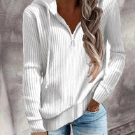 Damen Hoodie mit Reißverschluss und lässigem Rippenstrickdesign WW