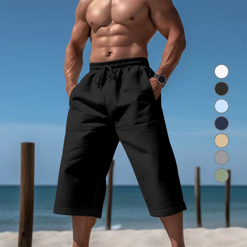 Herren nan lässige knielange Bermuda-Shorts mit elastischem Bund und Tunnelzug W&W Mode