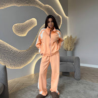 Damen sportlicher Fleece-Trainingsanzug mit hohem Kragen WW