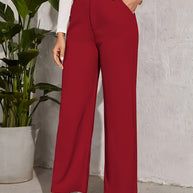Damen weite Hochbundhose mit eleganter Knopfdetaillierung WW