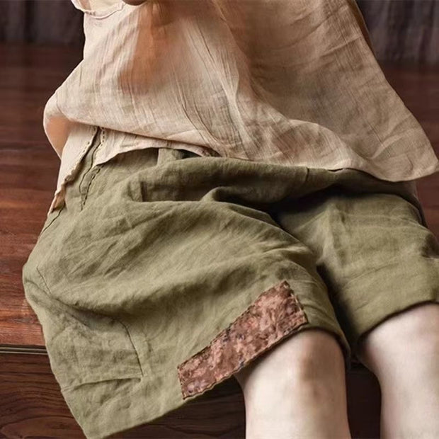 Damen Relaxed Fit Leinen Cargo Shorts mit stilvollen Details WW