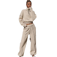 Damen sportliches Cropped-Fleece-Top mit halbem Reißverschluss WW