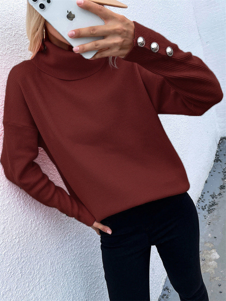 WW | Gestreifter Hoher Hals Strickpullover