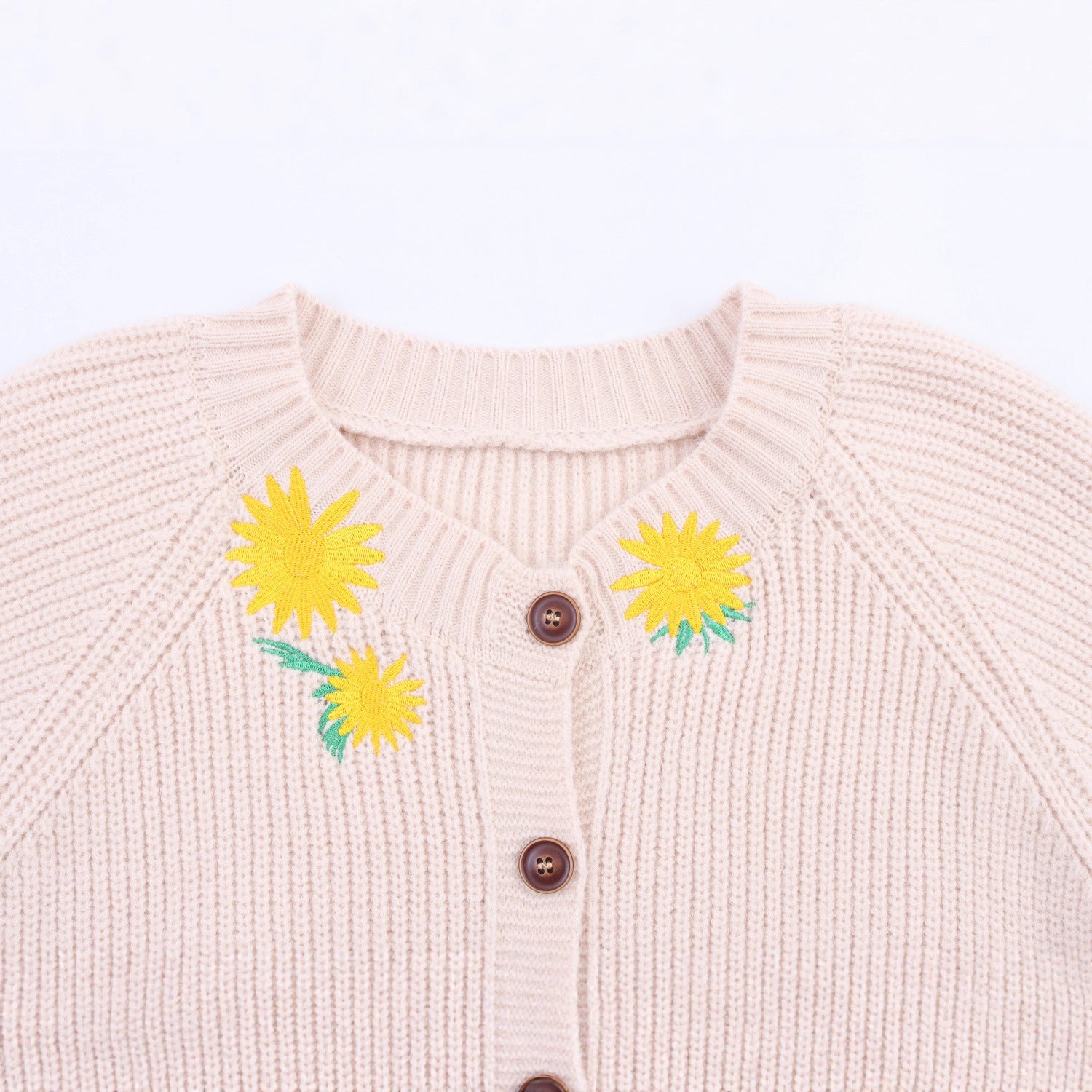 Damen Strickjacke mit Blumenstickerei WW