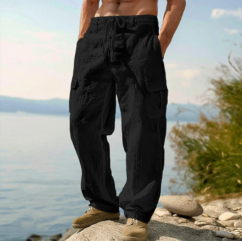 Herren lässige Cargo-Relax-Hose mit verstellbarem Bund und praktischen Seitentaschen WW