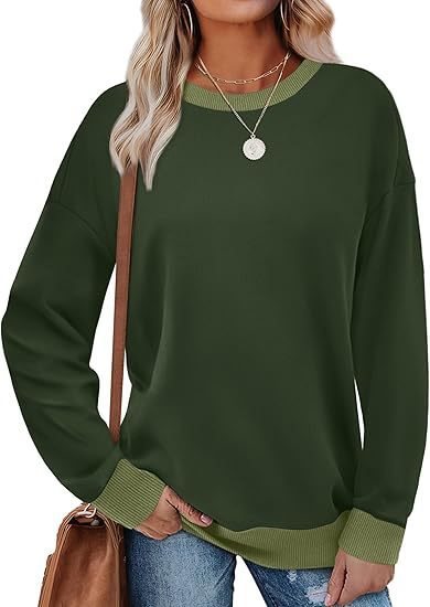 Damen Bequemer Pullover mit Kontrastbündchen WW