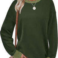 Damen Bequemer Pullover mit Kontrastbündchen WW