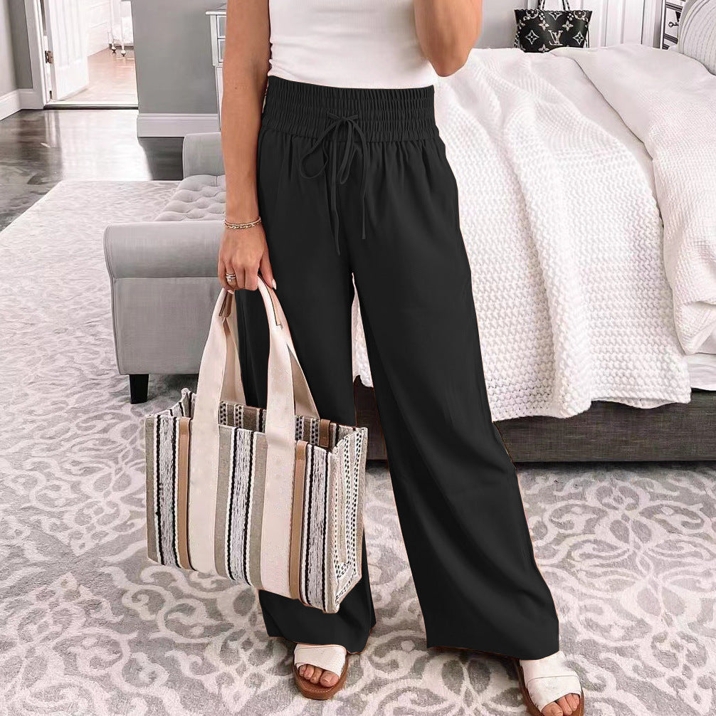 Damen Bequeme und lässige Palazzo-Hose mit Kordelzug WW