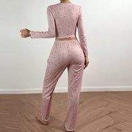 Damen Pyjama-Set mit zarter Rüsche und floralem Muster WW