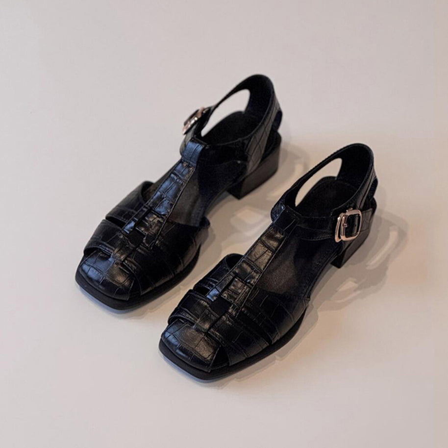 Damen Riemchen Blockabsatzsandalen mit verstellbarem Schnallen WW