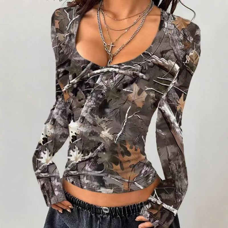 Damen Langarmshirt mit camouflagemuster WW
