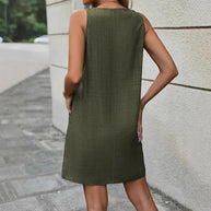 Damen lässiges Sommerkleid mit praktischen Seitentaschen und knielangem Schnitt WW