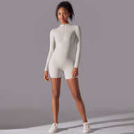 Damen Ripp-Strandanzug mit Rundhalsausschnitt und Reißverschluss WW