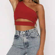 Damen Crop-Top mit asymmetrischem Design und Cut-Out-Details WW