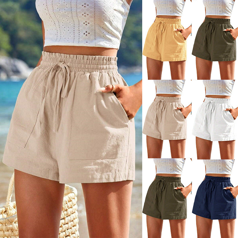 Damen lässige Shorts mit verstellbarem Bund und praktischen Seitentaschen WW