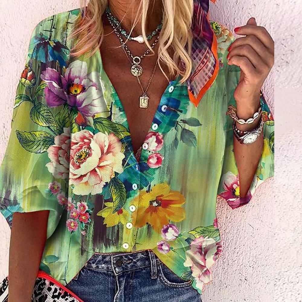 WW | Spitzenbestickte Boho Langarm Tunika Bluse