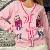 Damen Strickjacke mit funkelnden Details und raffinierten Schleifen WW