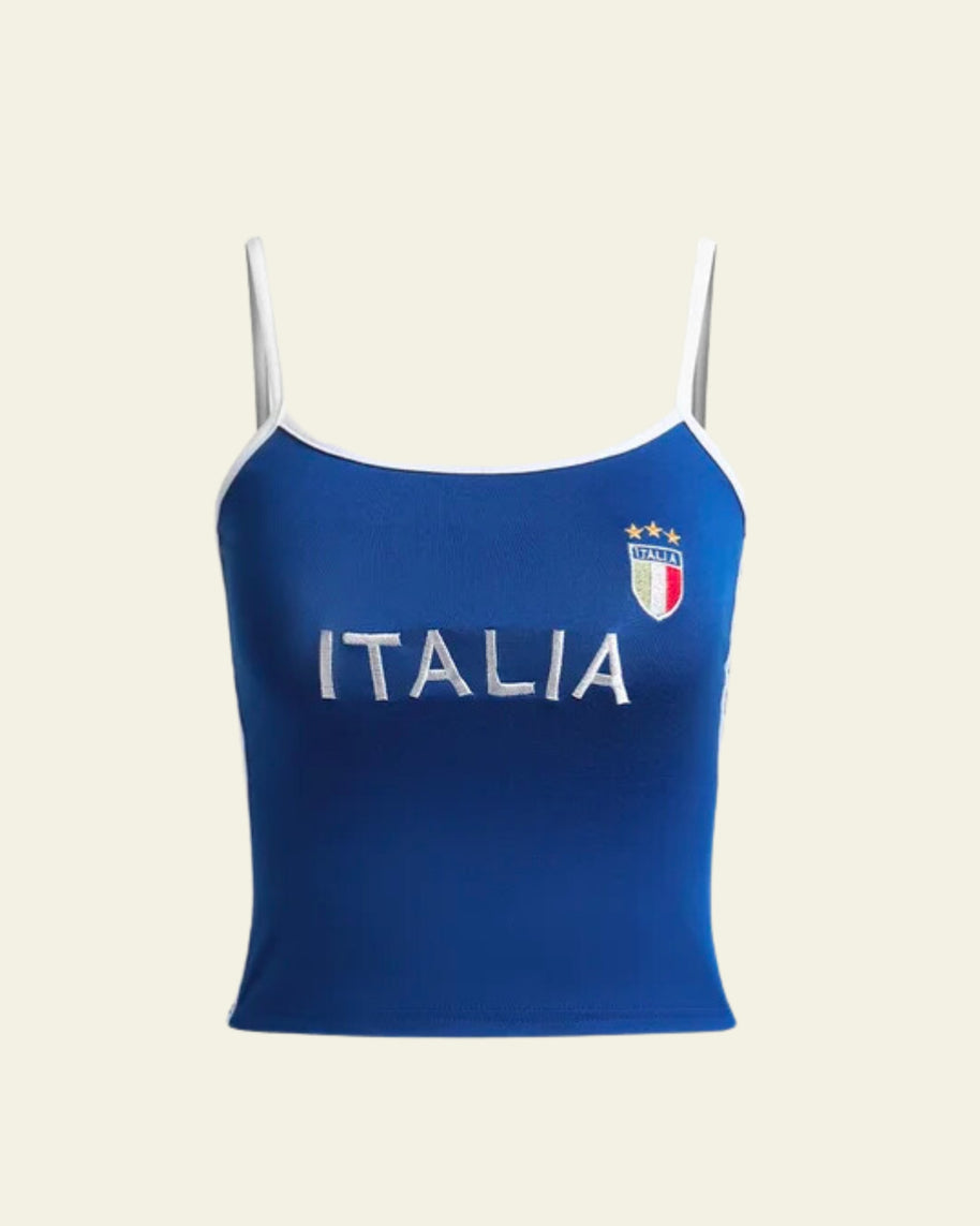 Damen Sporty Cropped Camisole mit Nationalem Emblem WW