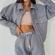 Damen sportliches Freizeit-Set mit trendiger Jacke und bequemen Jogginghosen WW