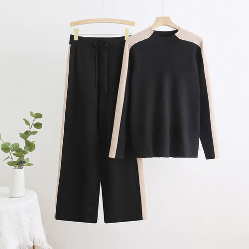W&W Mode | Hoch taillierte Drawstring-Hosen Strickset
