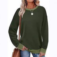 Damen Bequemer Pullover mit Kontrastbündchen WW