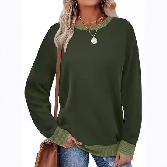 Damen Bequemer Pullover mit Kontrastbündchen WW