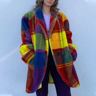 Damen Gemusterter Oversized Mantel mit Karodesign und weichem Material WW