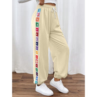 Damen Sportliche Freizeithose mit buntem Streifen WW