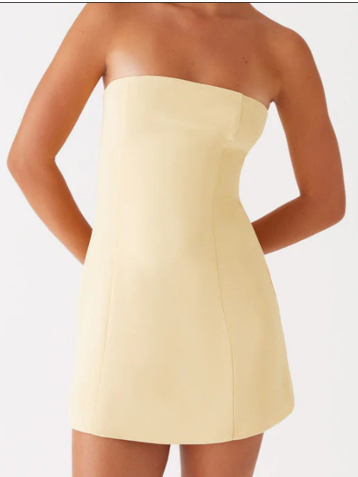 Damen Strapless Minikleid mit figurbetontem Schnitt und elegantem Textilfinish WW