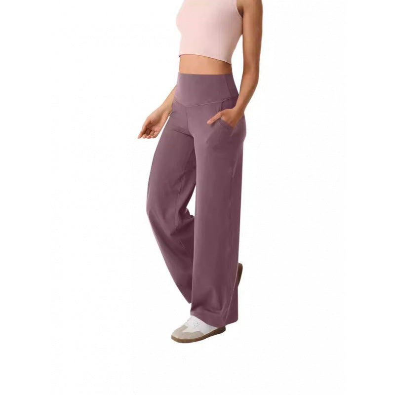 Damen weite High-Waist Freizeithose mit praktischen Taschen WW