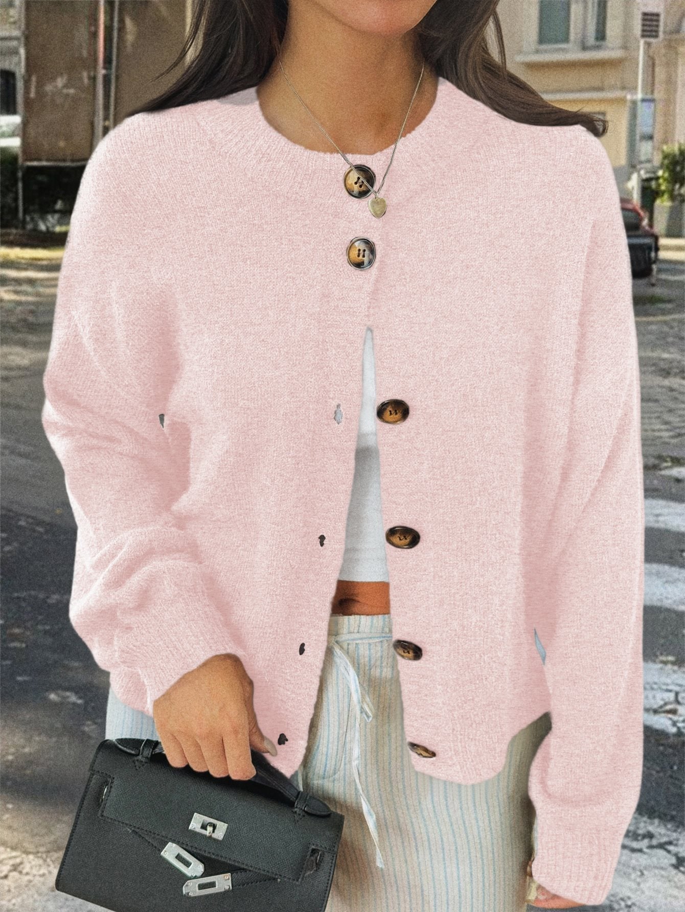 Damen Strickjacke mit Knopfdetails und lässigem Schnitt WW