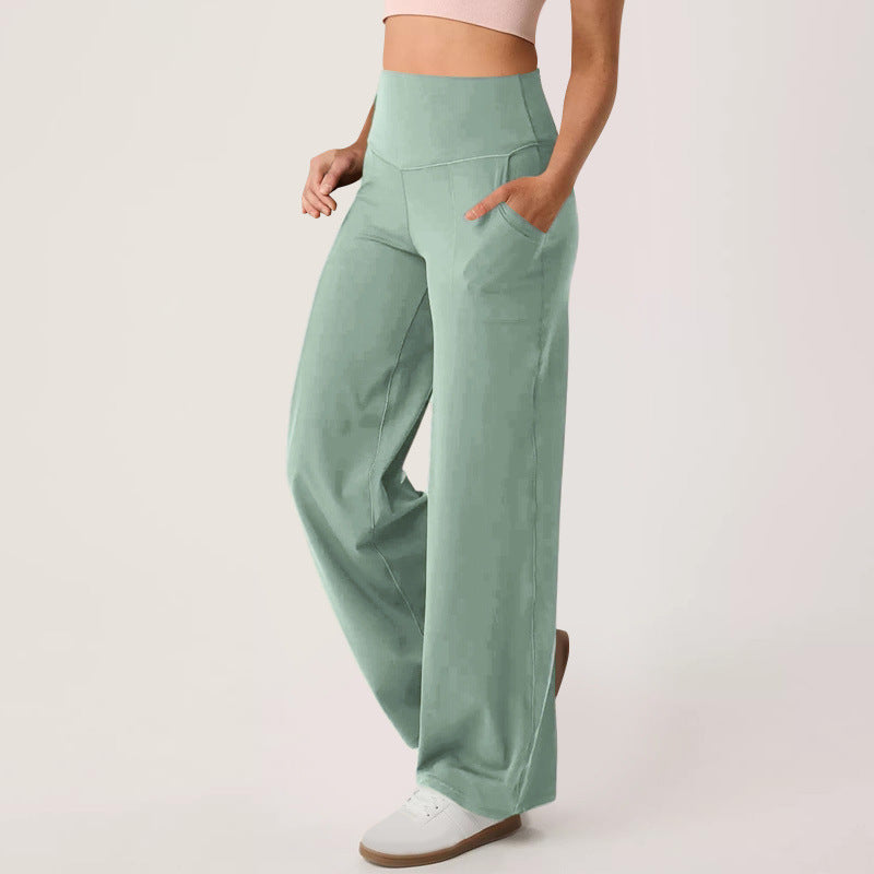 Damen weite High-Waist Freizeithose mit praktischen Taschen WW