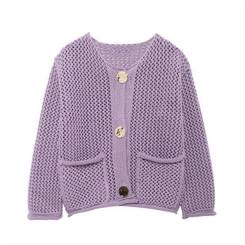 Damen Strickjacke mit offener Maschenstruktur und komfortablen Taschen WW