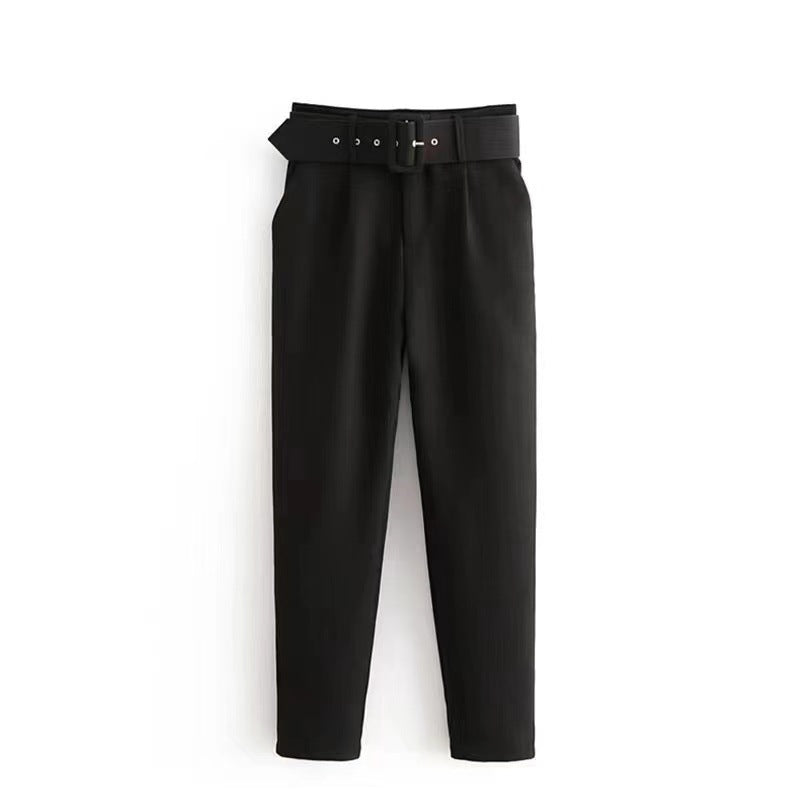 Damen weite Hochbundhose mit schickem Gürtel WW
