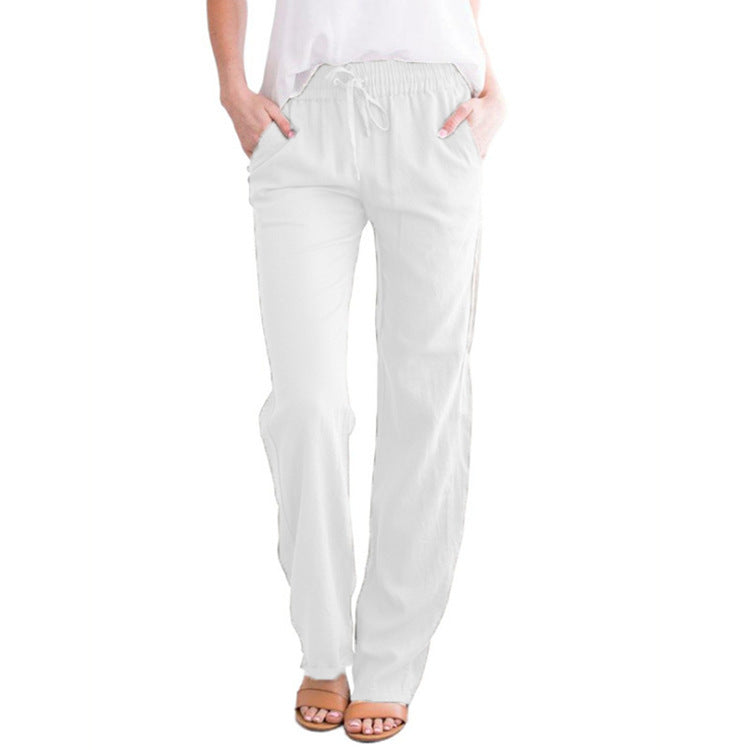 Damen bequeme Sommerhose mit elastischem Bund und praktischen Seitentaschen WW