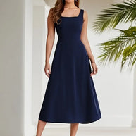 WW | Elegantes Kleid mit Trägern Dunkelblau Farbe