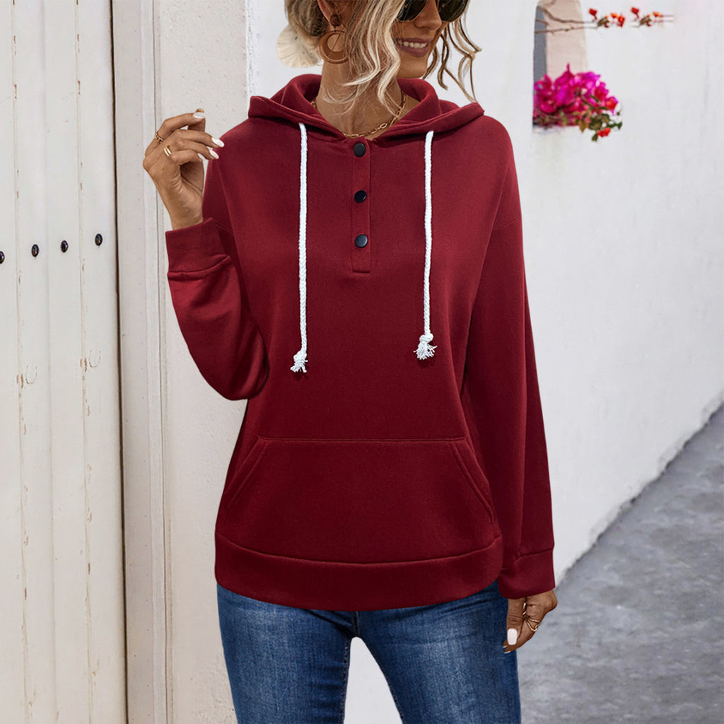 Damen Hoodie mit Knopfleiste und lässigem Schnitt WW