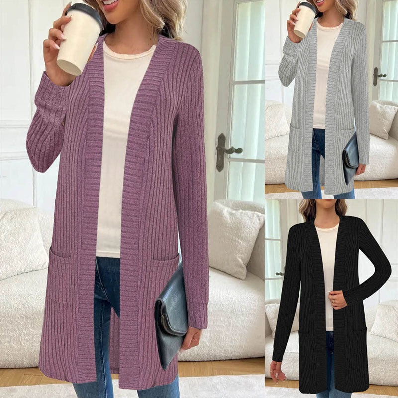 Damen Strickjacke mit asymmetrischem Saum und praktischen Taschen WW