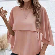 Damen Stilvolles Oberteil mit fließendem Schnitt und elegantem Überwurf WW